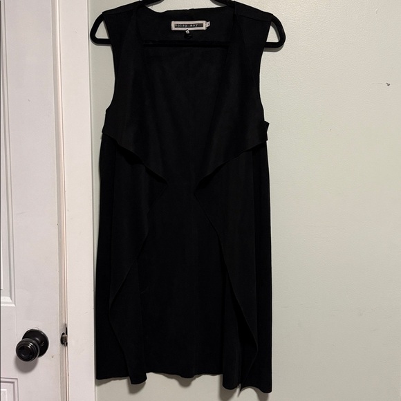 Noisy May | Black Faux Micro Suede Sleeveless Duster Vest - Small - Picture 5 of 5